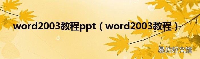 word2003教程 word2003教程ppt