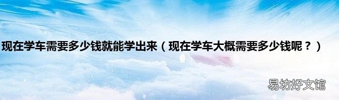 现在学车大概需要多少钱呢? 现在学车需要多少钱就能学出来