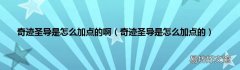 奇迹圣导是怎么加点的 奇迹圣导是怎么加点的啊