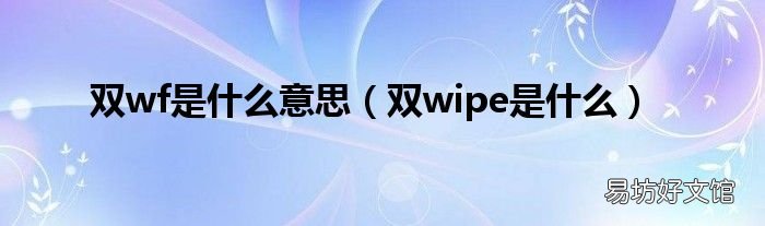 双wipe是什么 双wf是什么意思
