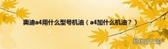 a4加什么机油？ 奥迪a4用什么型号机油