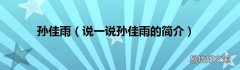 说一说孙佳雨的简介 孙佳雨