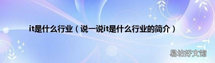 说一说it是什么行业的简介 it是什么行业
