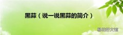 说一说黑蒜的简介 黑蒜