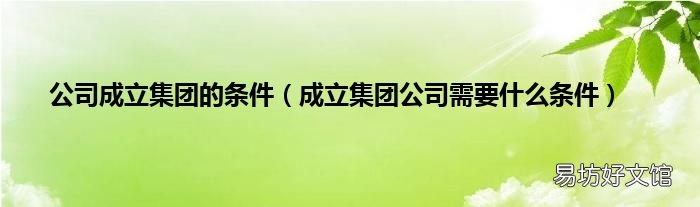 成立集团公司需要什么条件 公司成立集团的条件