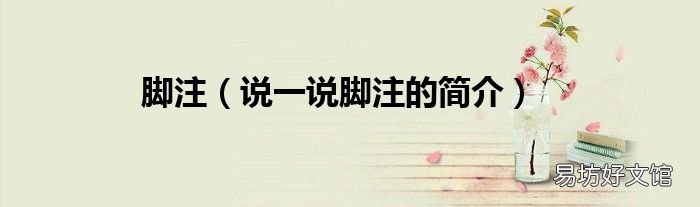 说一说脚注的简介 脚注