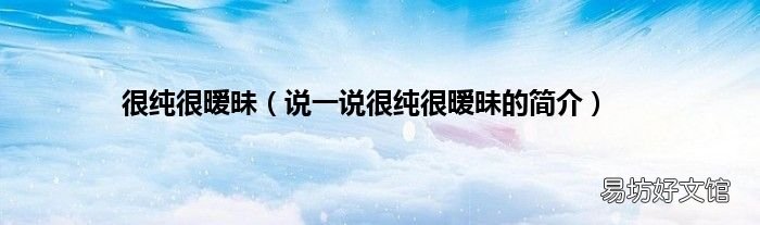 说一说很纯很暧昧的简介 很纯很暧昧