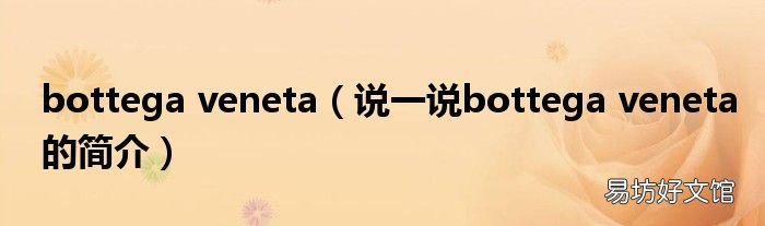 说一说bottega veneta的简介 bottega veneta