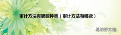 审计方法有哪些 审计方法有哪些种类