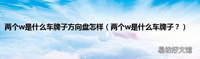 两个w是什么车牌子? 两个w是什么车牌子方向盘怎样