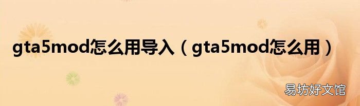 gta5mod怎么用 gta5mod怎么用导入