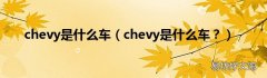 chevy是什么车？ chevy是什么车