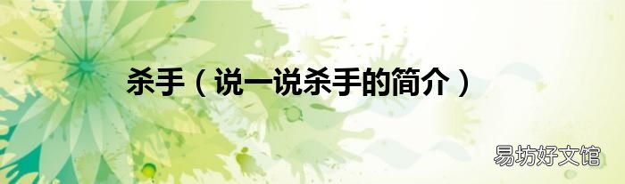 说一说杀手的简介 杀手