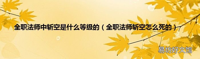 全职法师斩空怎么死的 全职法师中斩空是什么等级的