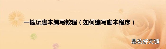如何编写脚本程序 一键玩脚本编写教程