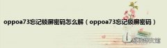 oppoa73忘记锁屏密码 oppoa73忘记锁屏密码怎么解