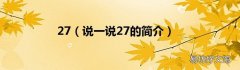 说一说27的简介 27