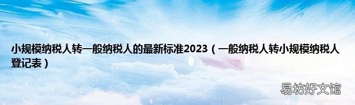 一般纳税人转小规模纳税人登记表 小规模纳税人转一般纳税人的最新标准2023