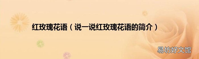 说一说红玫瑰花语的简介 红玫瑰花语