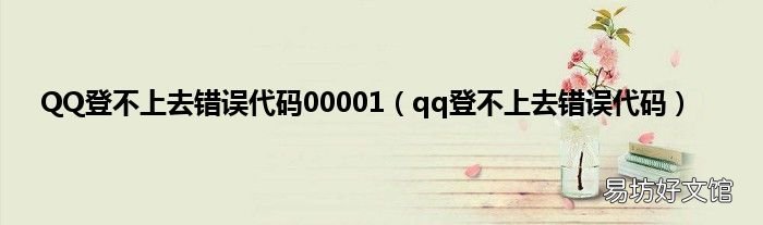 qq登不上去错误代码 QQ登不上去错误代码00001
