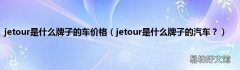 jetour是什么牌子的汽车？ jetour是什么牌子的车价格