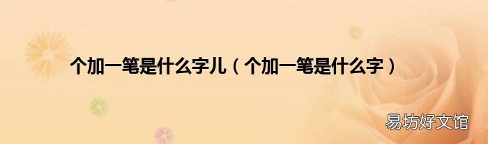个加一笔是什么字 个加一笔是什么字儿