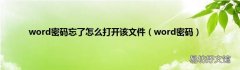 word密码 word密码忘了怎么打开该文件