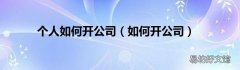 如何开公司 个人如何开公司