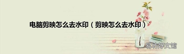 剪映怎么去水印 电脑剪映怎么去水印