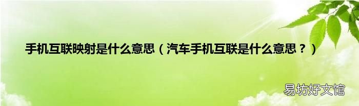 汽车手机互联是什么意思? 手机互联映射是什么意思