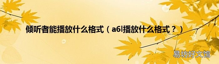 a6l播放什么格式? 倾听者能播放什么格式