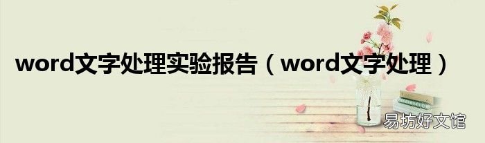 word文字处理 word文字处理实验报告