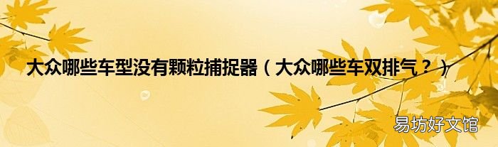 大众哪些车双排气? 大众哪些车型没有颗粒捕捉器