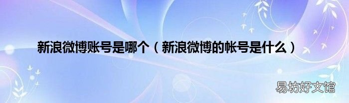 新浪微博的帐号是什么 新浪微博账号是哪个
