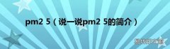 说一说pm2 5的简介 pm2 5