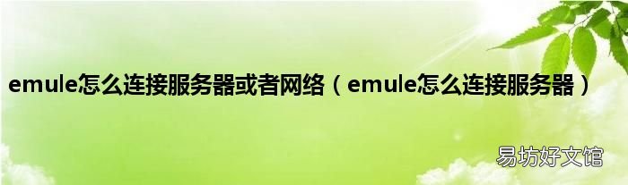 emule怎么连接服务器 emule怎么连接服务器或者网络