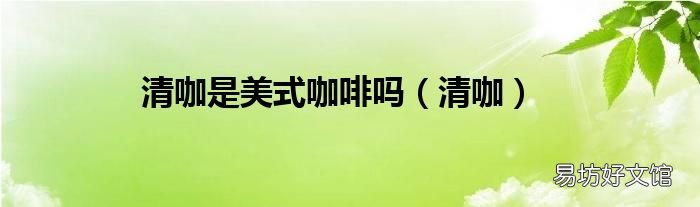 清咖 清咖是美式咖啡吗