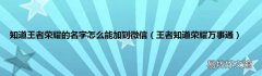 王者知道荣耀万事通 知道王者荣耀的名字怎么能加到微信