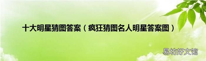 疯狂猜图名人明星答案图 十大明星猜图答案