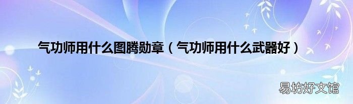 气功师用什么武器好 气功师用什么图腾勋章