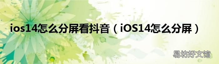 iOS14怎么分屏 ios14怎么分屏看抖音