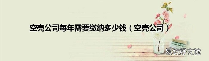 空壳公司 空壳公司每年需要缴纳多少钱