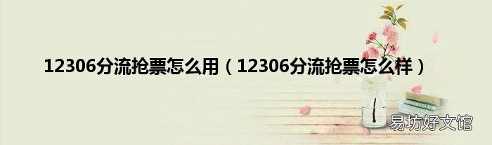 12306分流抢票怎么样 12306分流抢票怎么用
