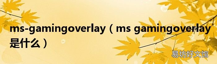 ms gamingoverlay是什么 ms-gamingoverlay