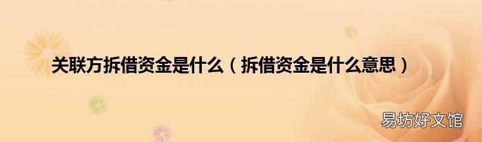 拆借资金是什么意思 关联方拆借资金是什么
