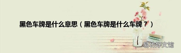 黑色车牌是什么车牌? 黑色车牌是什么意思