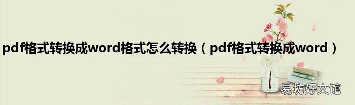 pdf格式转换成word pdf格式转换成word格式怎么转换