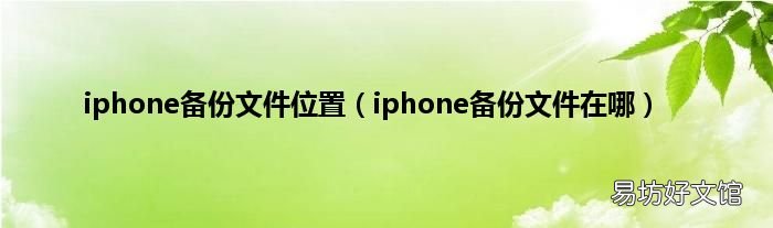 iphone备份文件在哪 iphone备份文件位置