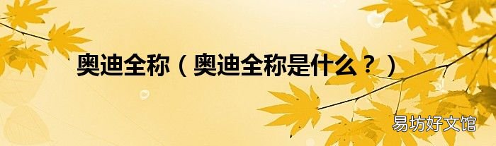 奥迪全称是什么？ 奥迪全称