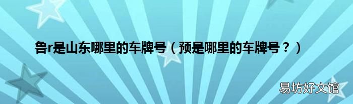 预是哪里的车牌号? 鲁r是山东哪里的车牌号